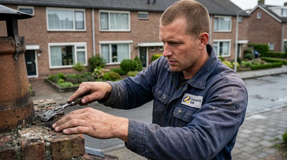 Veegbeurt met roetafzuiging bij een woning in Utrecht.